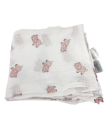 ADEN AND ANAIS SWADDLE MUSLIN COTTON BABY SECURITY BLANKET PINK ELEPHANTS - £29.52 GBP