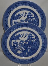 Set (2) Johnson Brothers Willow Blue Pattern Dinner Plates Made In England - £31.18 GBP