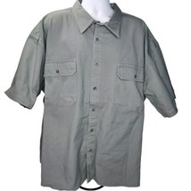 Cabelas Stonewash Canvas Button Up Shirt Mens 4XL Green Outdoors Workwea... - $29.69