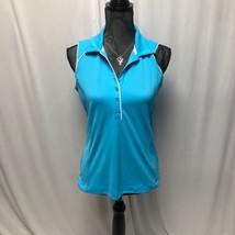 Slazenger Sleeveless Polo Shirt Womens Medium Blue Top Golf - £10.00 GBP