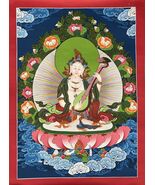 SARASHVATI/ YANCHENMA  GODDESS OF WISDOM ORIGINAL MASTERPIECE THANGKA PA... - $213.34+