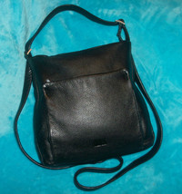 BILL BLASS Black Pebble Leather CrossBody Shoulder Bag- Convertible - £22.12 GBP