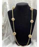 J. Crew Necklace Gold-Tone Clear Crystal Rhinestone Signed - $466.91 MXN
