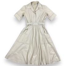 Vintage 1950s Cotton Short Sleeve Belted Fit &amp; Flare talon Chore Dress B... - £23.73 GBP