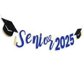 Oudain Glitter Senior 2025 Graduation Cap Banner Congrats Grad Blue - $3.07