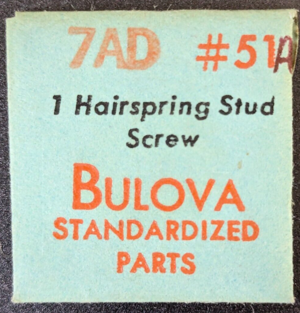 NOS NEW Genuine Bulova Cal. 7AD - Watch Hairspring Stud Screw - Part# 51A - $10.88