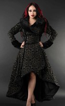 Charcoal Grey Evil Queen Brocade Goth Victorian Long Corset Back Steampu... - $169.83