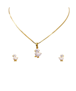 22ct Yellow Gold Children Duck Pendant, Necklace and Earrings Set 13 inches - $1,022.18