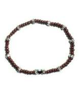 Brown Glass Seed Bead Stretchy Anklet with Silver Alloy Gem and Heart Sp... - €5,10 EUR