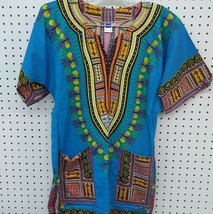 Blue African Unisex Dashiki Shirt Small Size - £8.70 GBP