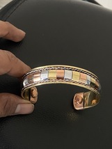 Tri-Color Solid Copper Cuff Bracelet Magnetic Therapy Bracelet Bangle Ad... - $40.00