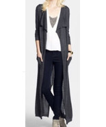 LEITH CHARCOAL GRAY MAXI LONG SLEEVE OPEN CARDIGAN DUSTER POCKETS BACK S... - £6.25 GBP