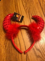 Devil Headband - womens - red with sequined horns and tuft of hair - NWT - £23.47 GBP