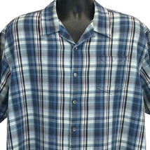 Tommy Bahama Silk Plaid Hawaiian Button Front Camp Shirt Blue Short Sleeve XLX - £22.02 GBP
