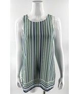 Max Studio Womens Tunic Top Size Large Blue Green White Striped Sleevele... - $465.56 MXN