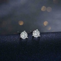 0.75Ct Simulé Diamant Rond Solitaire Boucles D&#39;Oreilles 14K Plaqué or Blanc - £34.16 GBP
