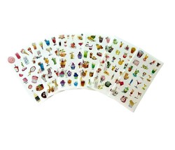 Scrapbooking 6 Sheets Stickers Treats Cocktails Paper Art DIY Card Making Crafts - £9.64 GBP