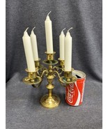 VINTAGE Brass Adjustable CANDELABRA Single, 3 Or  5 CANDLE 8&quot; TALL MADE ... - £22.55 GBP