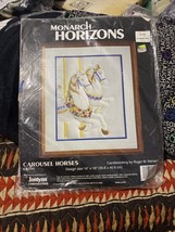 Janlynn Monarch Horizons Carousel Horses Candlewicking Design Wall Kit Vintage - £11.19 GBP