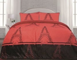 Eiffel Tower Camila Blanket With Sherpa Soft Thick &amp; Warm 3PCS QUEEN/FULL Size - £46.04 GBP