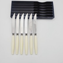 Vtg Set 6 Neiman Marcus SHEFFIELD Stainless Steak KNIVES Ivorine Handles England - $74.79