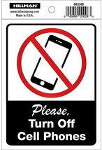 Hillman No Cell Phones Sign (4&quot; x 6&quot;) - $17.84