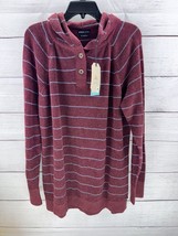 Prana Women&#39;s Milani Striped Tunic Hoodie Maroon Burgundy X-Large $99 Retail NWT - £22.04 GBP