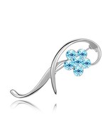 Crystal flower elegant Platinum Alloy Broch - Light Blue  - $14.99