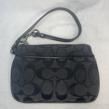 Coach Signature Black Print Wristlet Fabric Mini Small Purse! Handle - £20.13 GBP