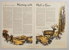 1936 Magazine Picture Hunter &amp; Whitetail Buck Deer Illustrated by BG Seielstad - £9.53 GBP