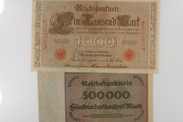 1910-1923 Germany 2-Note Currency Set Empire 1000 Mark Weimar 500,000 MARK - $49.49