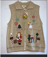 Bechamel Christmas Button Down Sweater Vest Size Large - $30.73 CAD