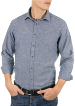 Manetti Indigo Blue Dante Long-sleeve Cotton/Linen Comfort Fit Shirt &quot;X-Large&quot; - £27.39 GBP