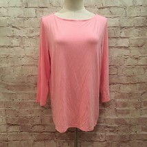 J Jill Wearever Collection Pink Boat Neck Top Stretch Jersey Knit 3/4 Sleeve - M - £25.16 GBP