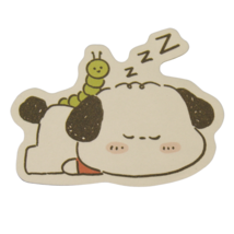 Puppy Dog Sleeping ZZZ Green Caterpillar Snooze Cute Chibi Kawaii Sticker - $2.96