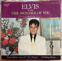 Elvis Presley &quot;The Wonder of You&quot; / &quot;Mama Liked The Roses&quot; RCA PS Vinyl 45 rpm - £4.14 GBP