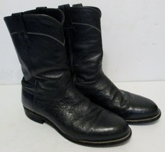 Men&#39;s Larry Mahan Stingray Leather Western Cowboy Boots Size 9 E Black Pull On  - £156.43 GBP
