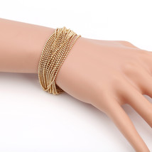 Sleek Multi Strand Gold Tone Beaded Bracelet - £28.12 GBP