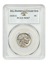 1935-S 5C Pcgs MS67 Ex: D.L. Hansen - £2,993.03 GBP
