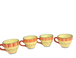 4 Pfaltzgraff Napoli Coffee Tea Large Mugs Cups Yellow Coral Green 4.5 x 3.5 in - £19.90 GBP