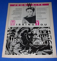 John Waite No 1 Magazine Photo Clipping Vintage Oct 1984 UK Siouxsie Ban... - $14.99