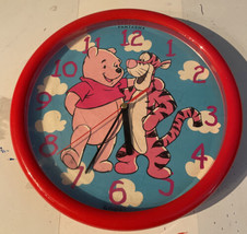 Vtg Fantasma Winnie The Pooh &amp; Tigger Red Disney 10&quot; Quartz Wall Clock W... - £15.14 GBP