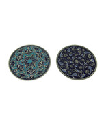 Scratch &amp; Dent Set of Two Round Ceramic Blue Pattern Trivets - £15.01 GBP