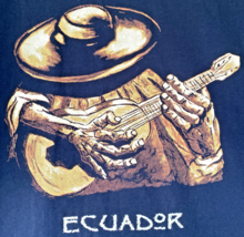 Hand Printed T Shirt Black Mens LARGE Ecuador Oswaldo Guayasamíns Charango - $28.89