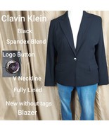 New Without Tags Calvin Klein Logo One Button Black Fully Lined  Blazer ... - $33.00