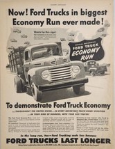 1950 Print Ad Ford Stake Trucks &amp; Pickup Truck Economy Run To Demonstrate - $20.68