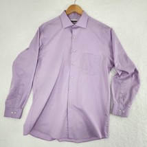 Van Heusen Lavender Button Up Long Sleeve Men&#39;s Shirt Size 16 32/33 - £12.38 GBP