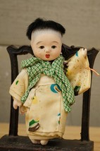 Vintage Toy Japan Asian Doll Bisque Composition Strung Ethnic Clothing 5... - $24.73