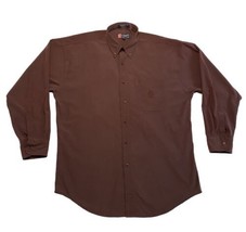 Vintage Chaps Ralph Lauren Faux Micro Suede Button Down Shirt Long Sleeve Brown  - £19.33 GBP