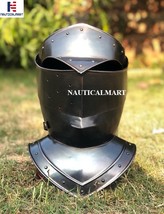 NauticalMart Armor Helmet Black Closed Knight Cosplay Costume Larp Armour - £160.05 GBP